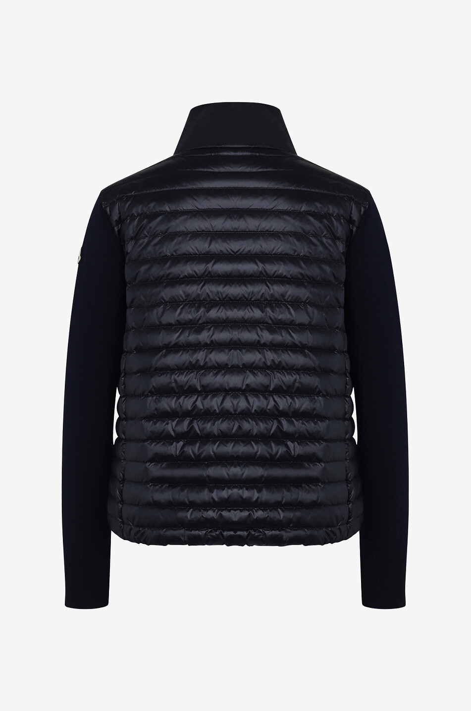 Cardigan aus Wolle mit Stehkragen und Daunenteilen