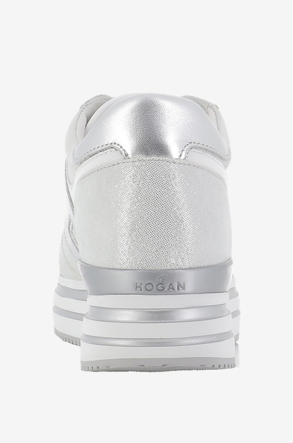 HOGAN Baskets compensées en cuir Midi H222 Femme ARGENT 4