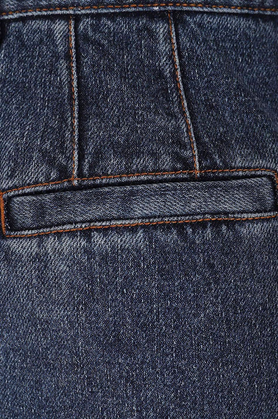 Jeans mit hoher Taille und weitem Bein aus Baumwolle und Flachs Dusky Blue