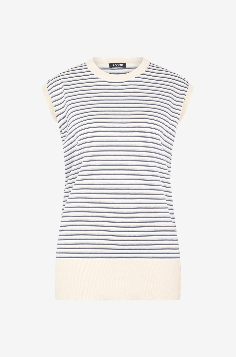 Pull sans manches en coton mélangé rayé