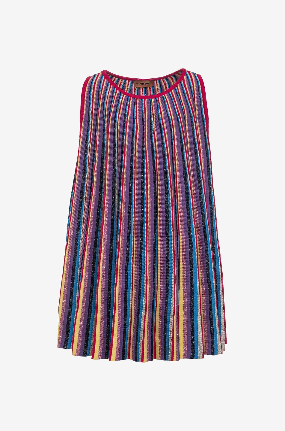 Striped lurex knit sleevless girl's dress