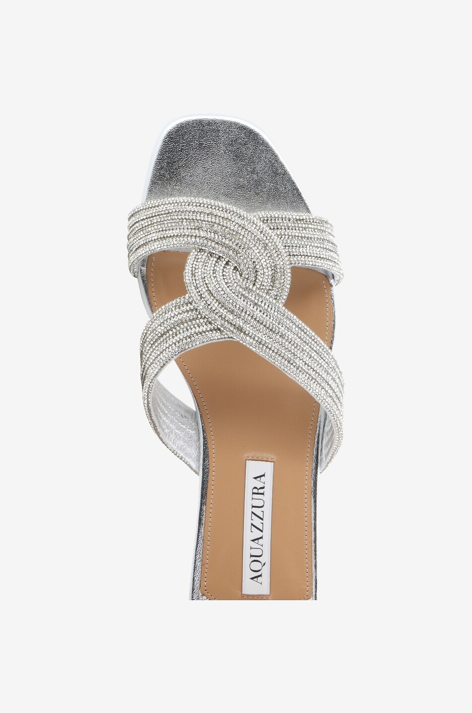 AQUAZZURA Gatsby 10 nappa leather and crystal flat mules Women SILVER 5