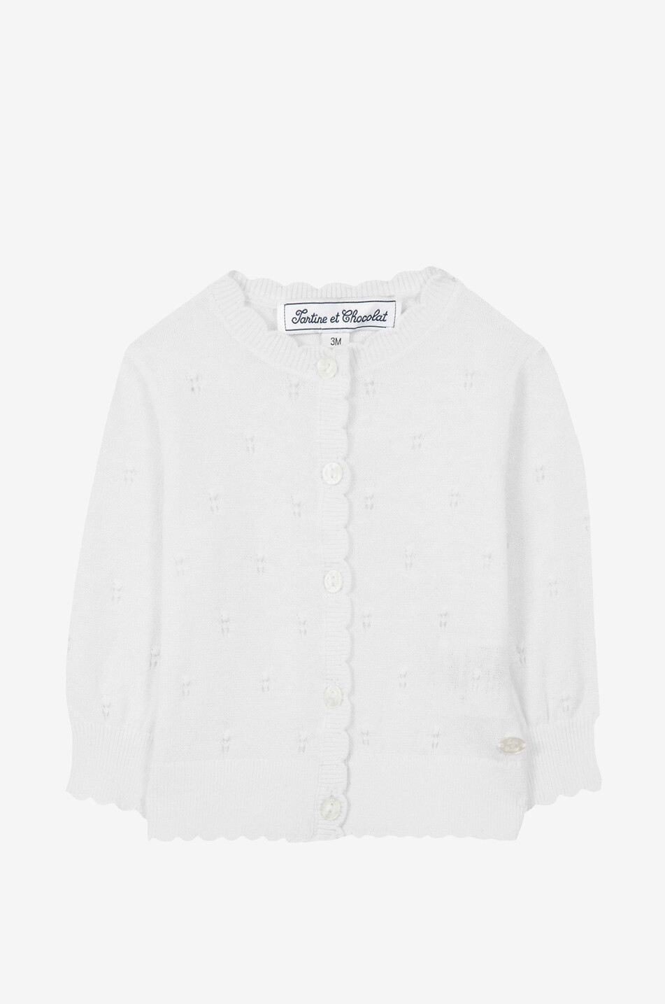 Openwork knit cotton baby cardigan