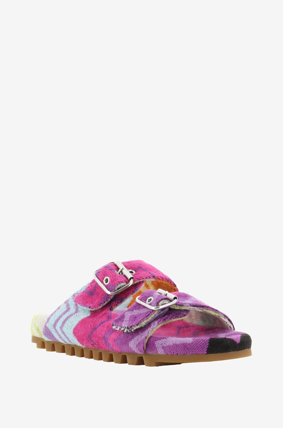 Flache Frottee-Pantoletten mit Fischgräten