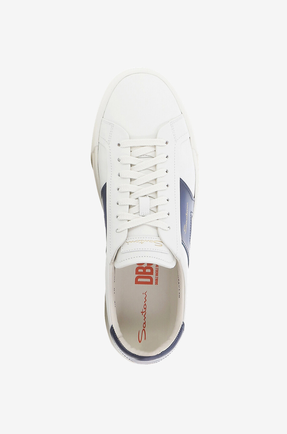 SANTONI Double Buckle leather lace-up low-top sneakers Men WHITE 5