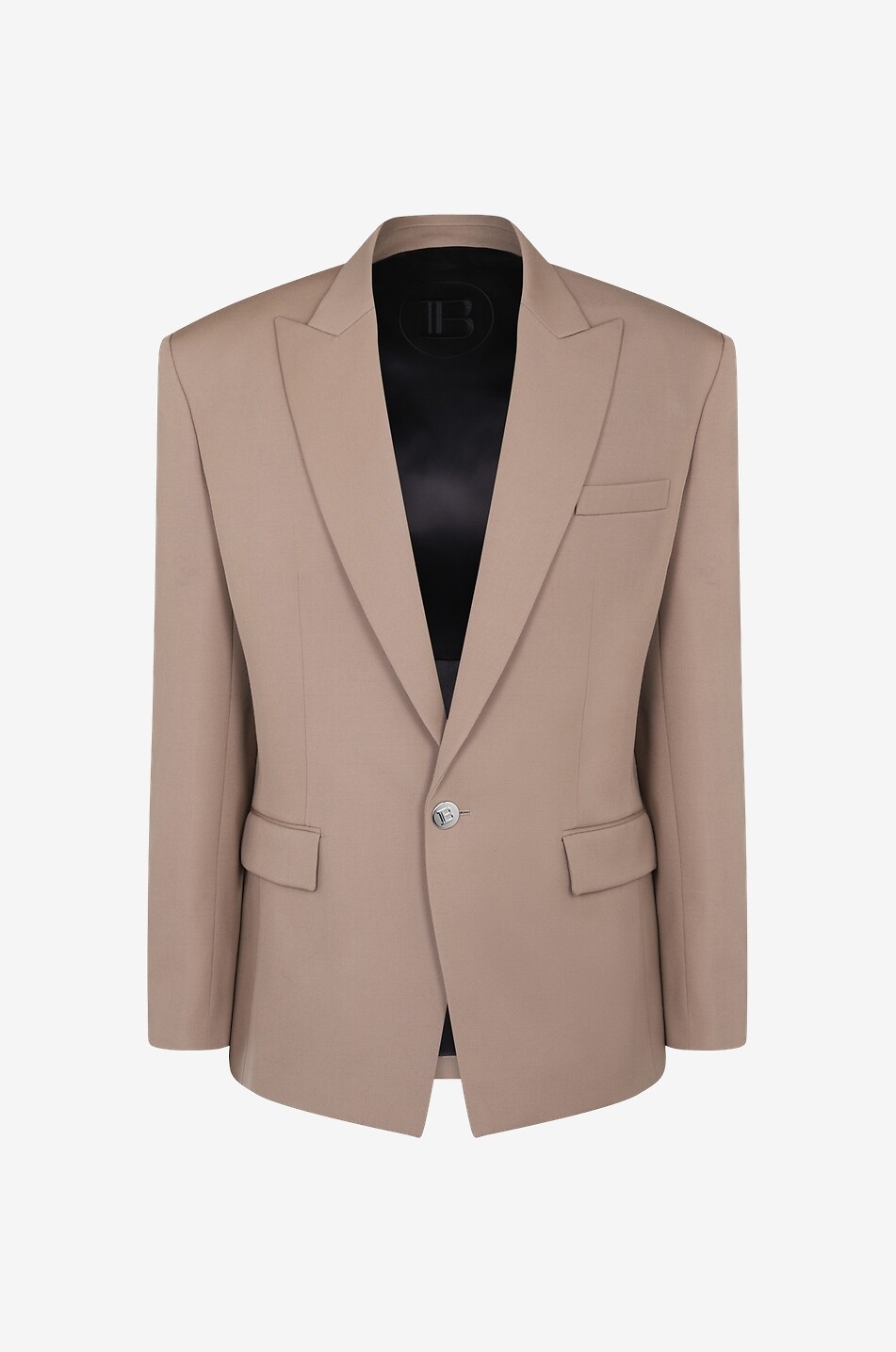 BALMAIN Blazer slim à boutonnage simple en laine Homme BEIGE 1