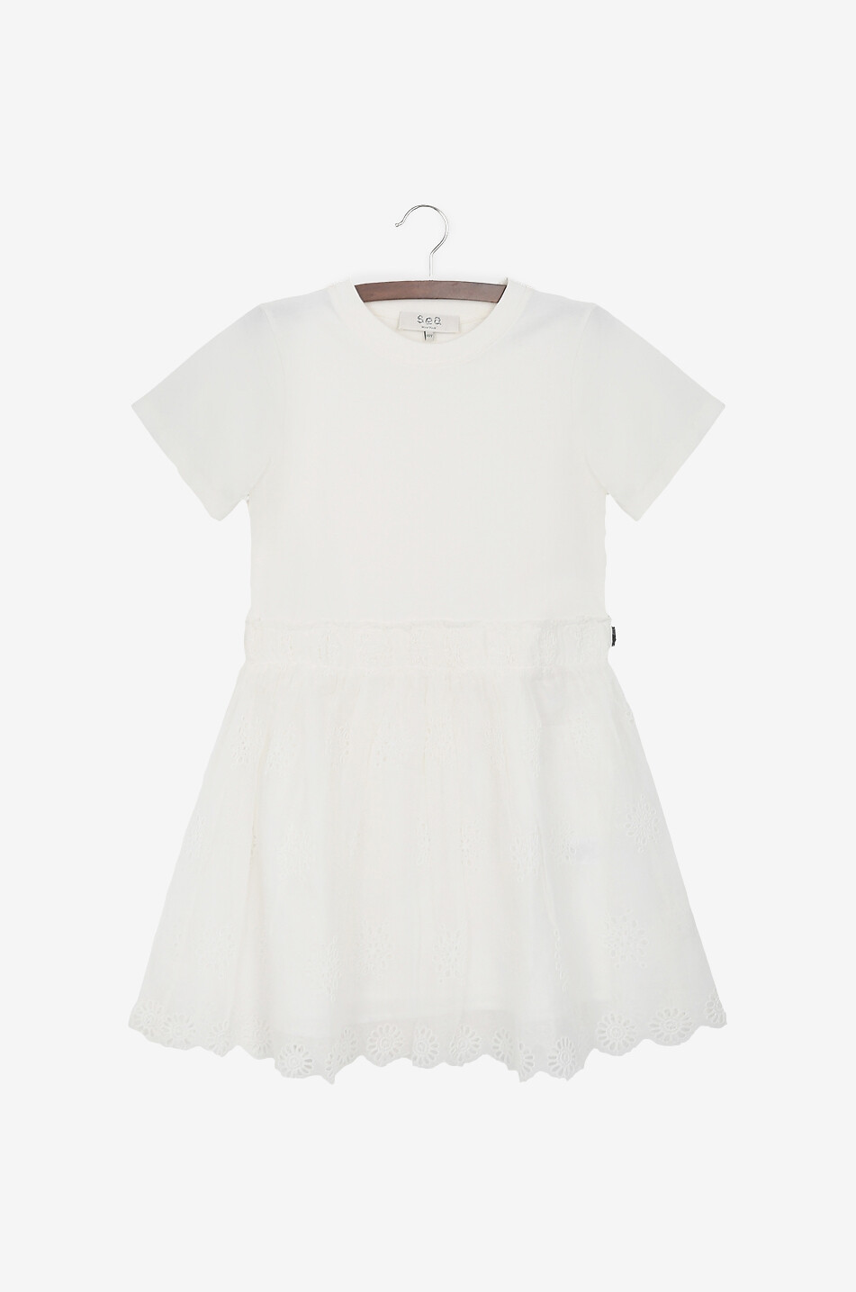 Blaine embroidered girl's bi-material dress