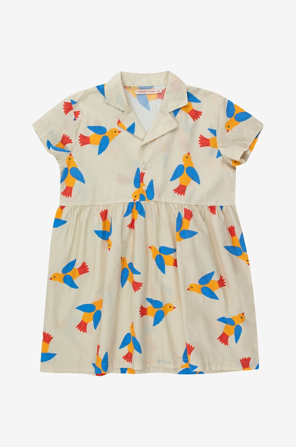 TINYCOTTONS Birds girl's poplin shirt dress Girl EGGSHELL 1