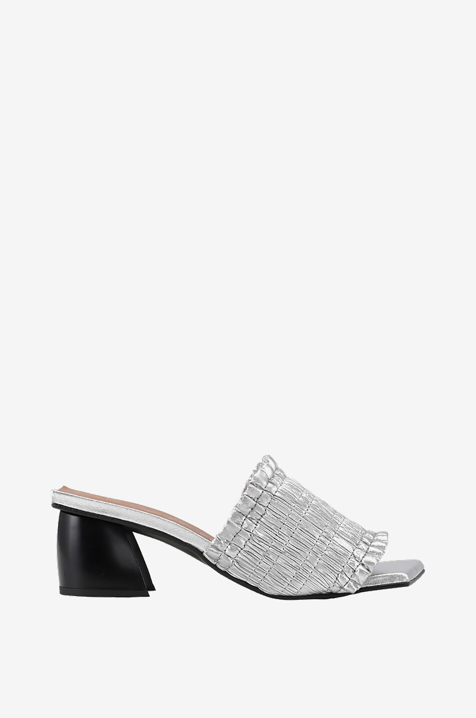 Silver Smock 50 metallic block heel mules