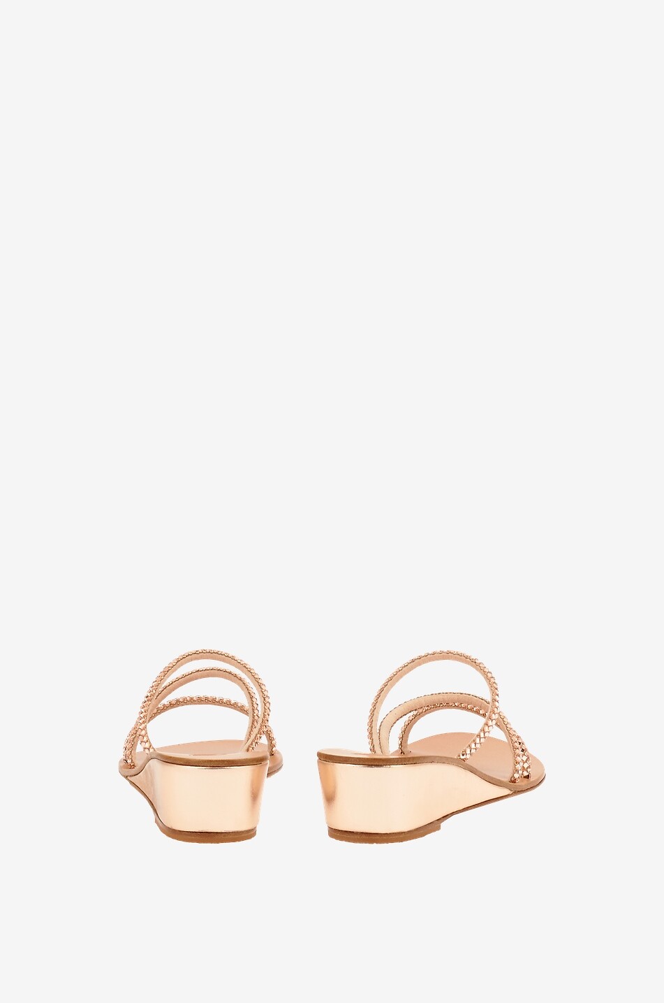 ANCIENT GREEK SANDALS Mules compensées en cuir métallisé Polymiti Low Wedge Femme BEIGE 3
