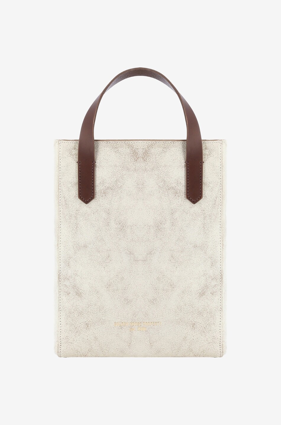 GOLDEN GOOSE Sac cabas en cuir vintage Mini California Golde Goose Property Femme BLANC CASSE 1