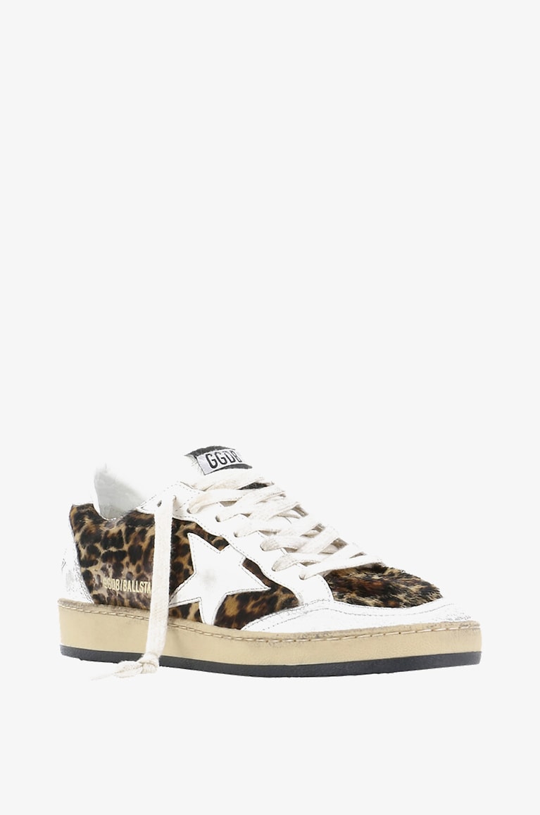 GOLDEN GOOSE Ball Star low-top leopard calf hair sneakers Women BEIGE 1