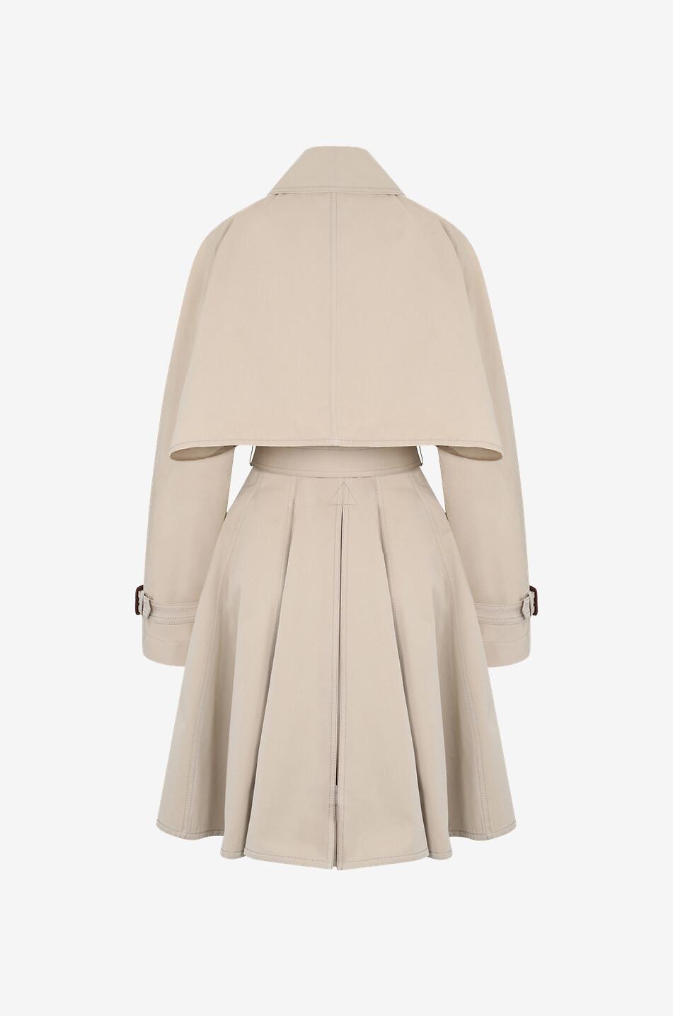 ALEXANDER McQUEEN Trench esprit robe patineuse en gabardine Femme Beige clair 2