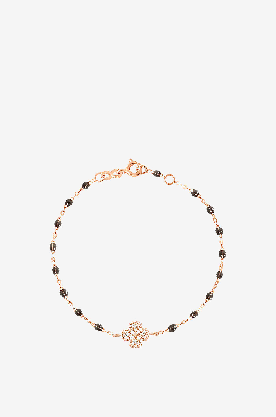 Lucky Trèfle Quartz diamond clad rose gold and resin bracelet - 17cm