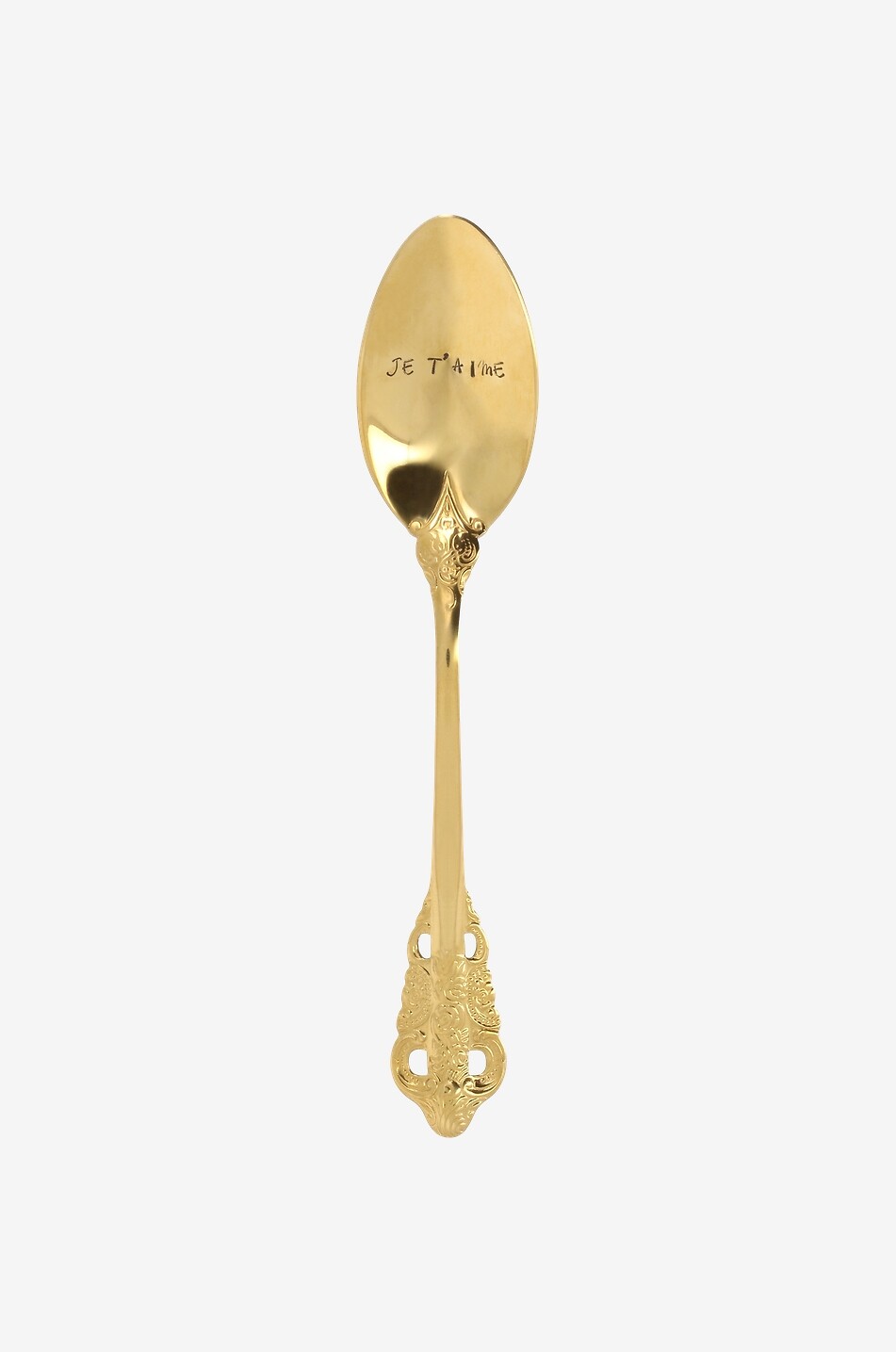 LES TRESORS DE LIZON Gravierter goldener Silber-Kaffeelöffel Je T'Aime Haus BUNT 1