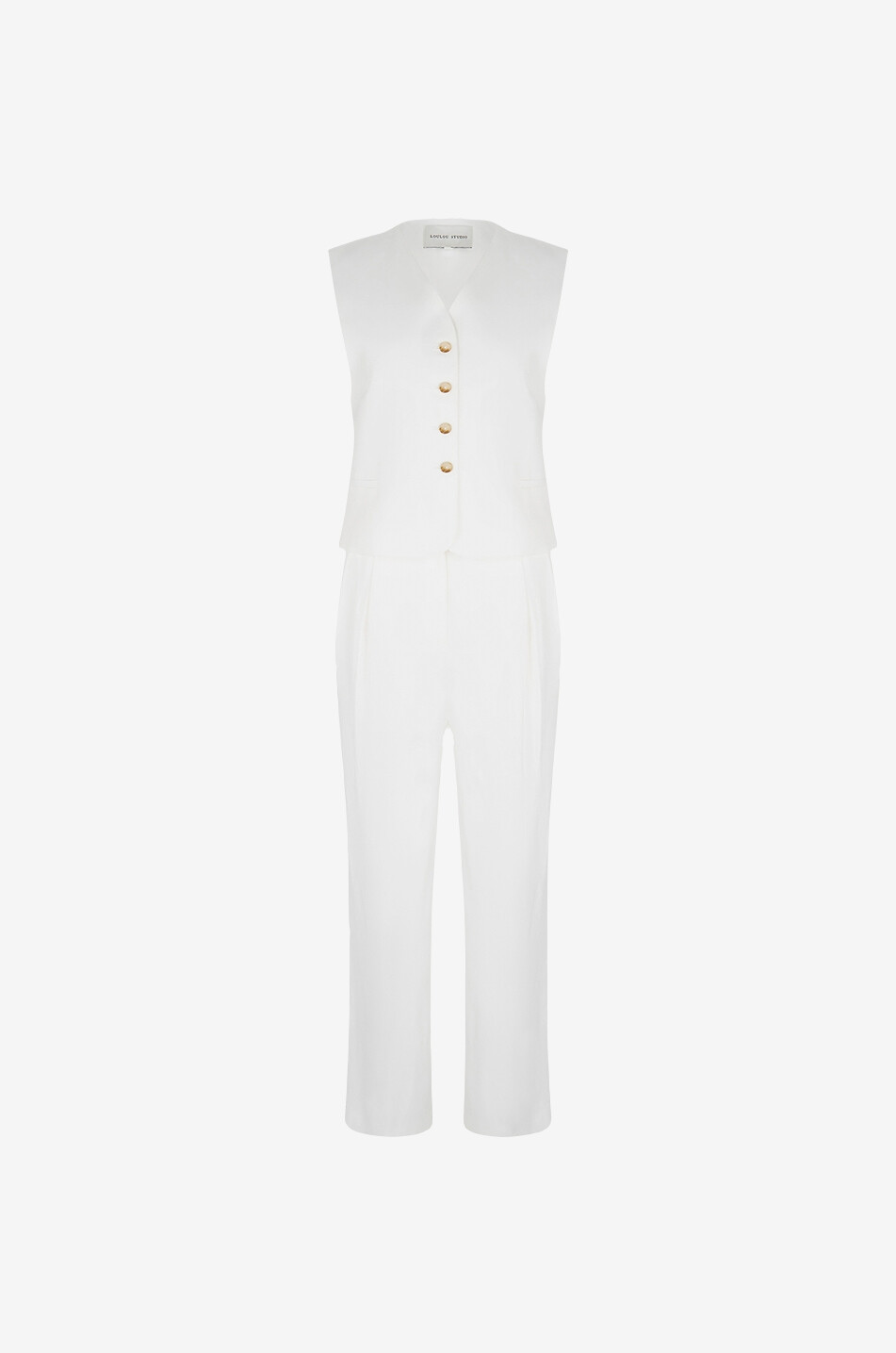 LOULOU STUDIO Hose mit weitem Bein aus Viskose und Leinen Cadar Damen WEISS 4