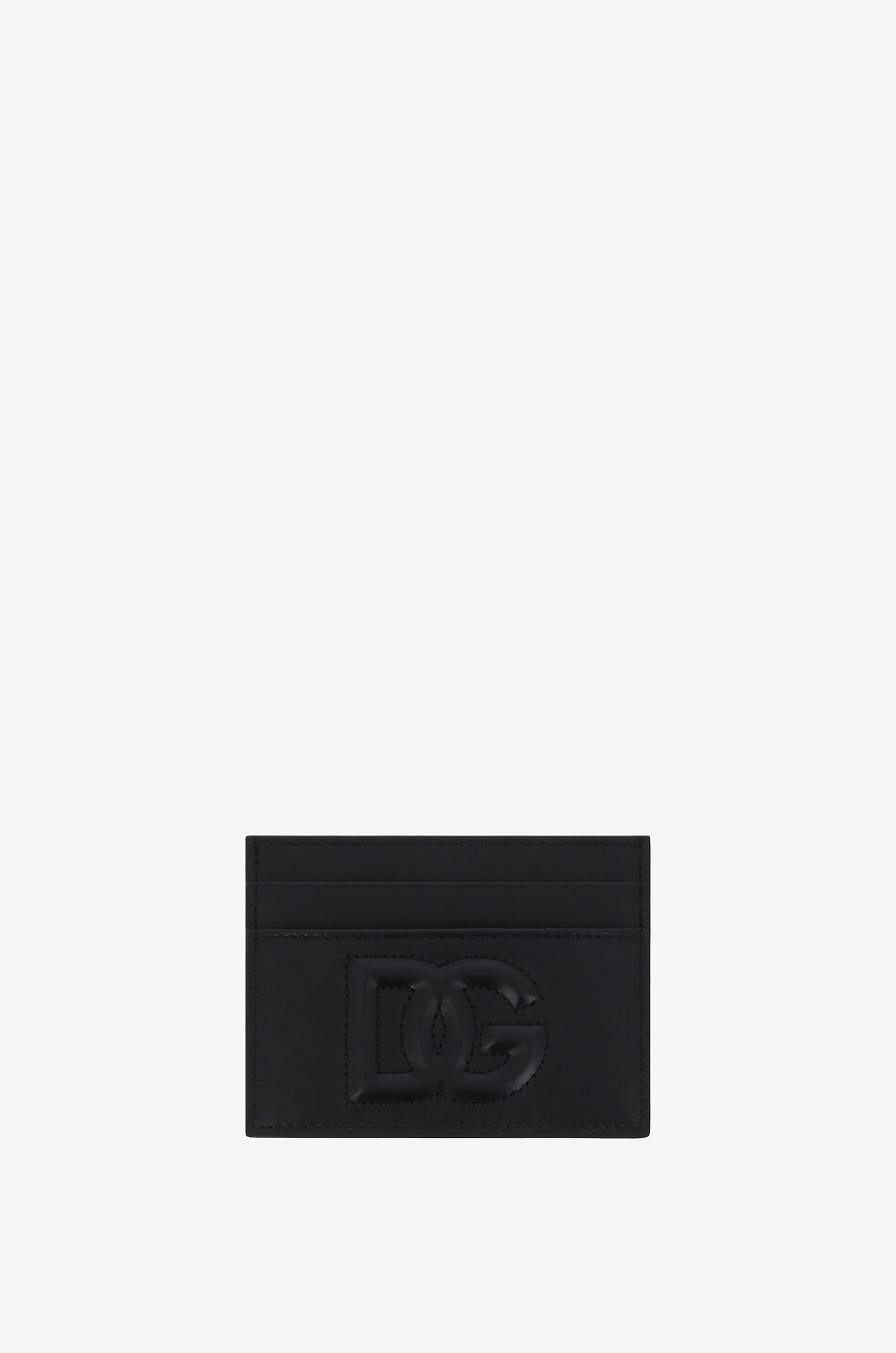 DOLCE & GABBANA Kompaktes Kartenetui aus Glattleder mit DG-Logo Damen SCHWARZ 1