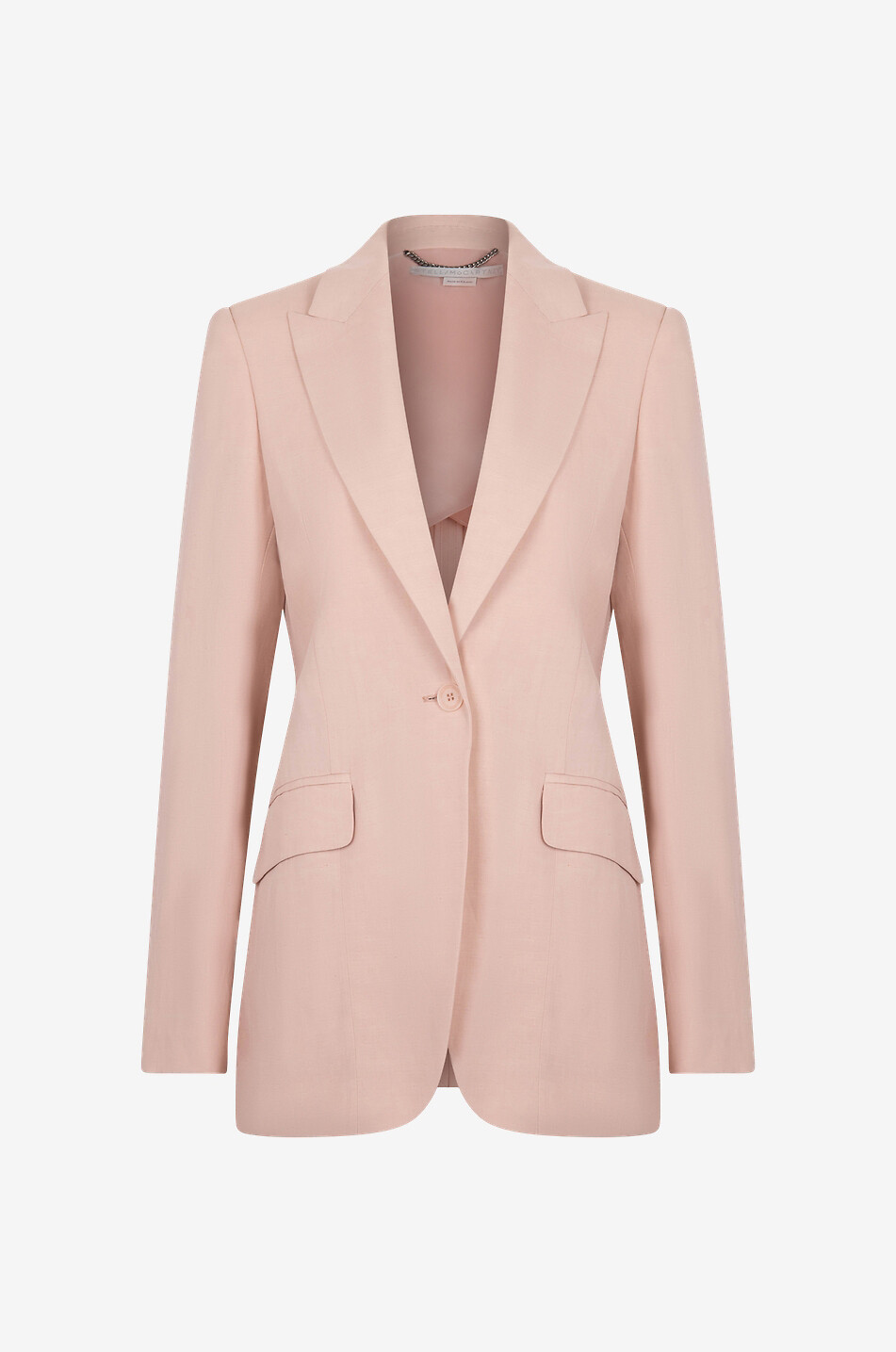 Sustainable viscose and linen single-breasted cinched blazer