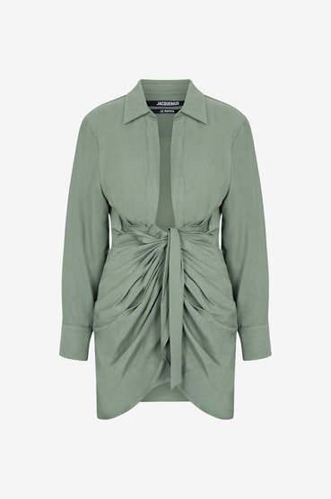 jacquemus bahia dress green Jacquemus, La Robe Bahia tie-detail minidress, Women, Green, XS, Dresses, Materialmix