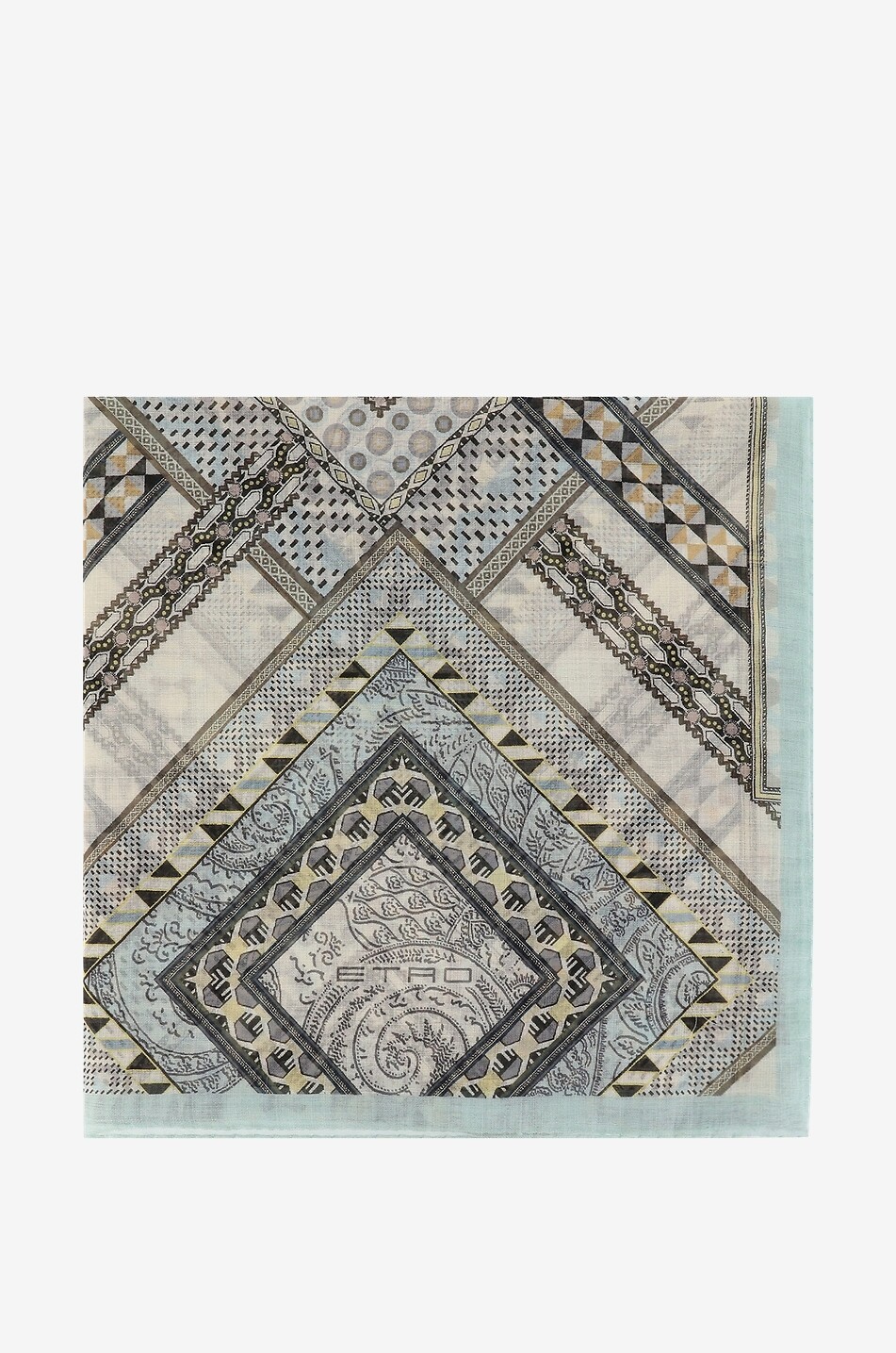 Bombay square cashmere shawl with patchwork pattern