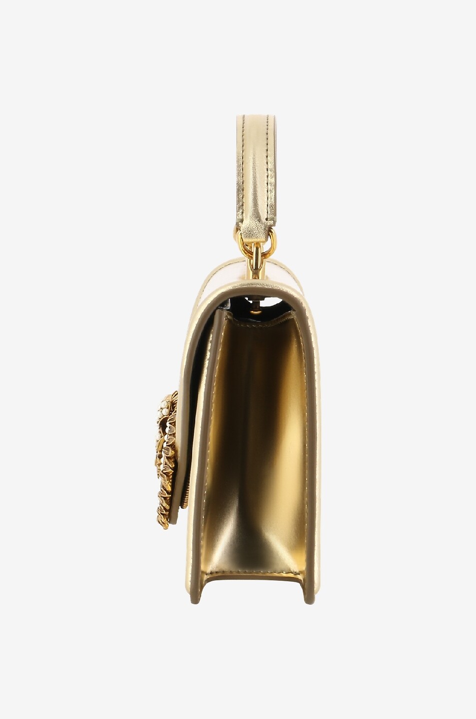 DOLCE & GABBANA Petit sac à main en cuir métallisé Devotion Femme DORE 4