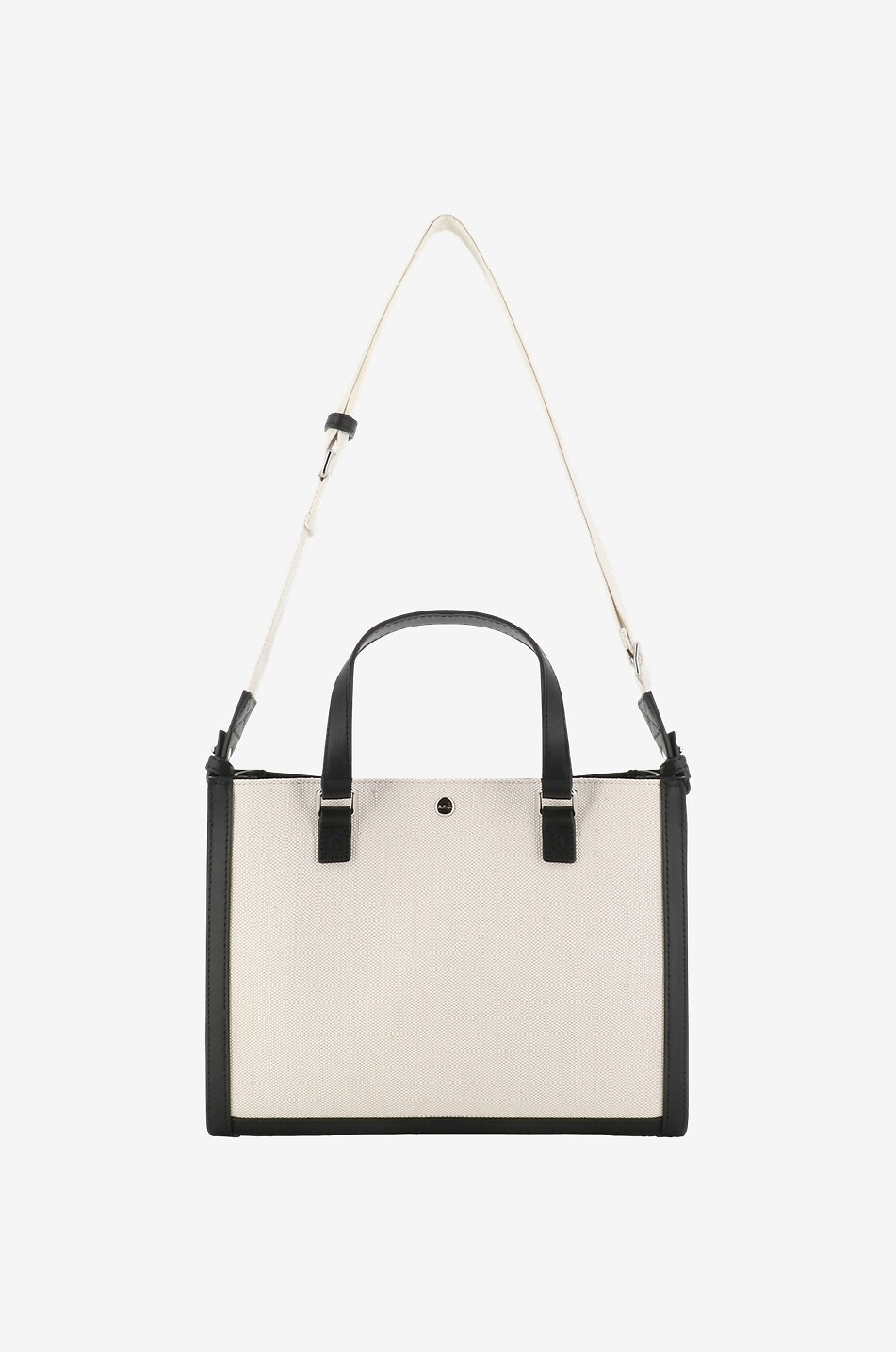 Horizontaler kleiner Shopper aus Segeltuch und Leder Camille 2.0