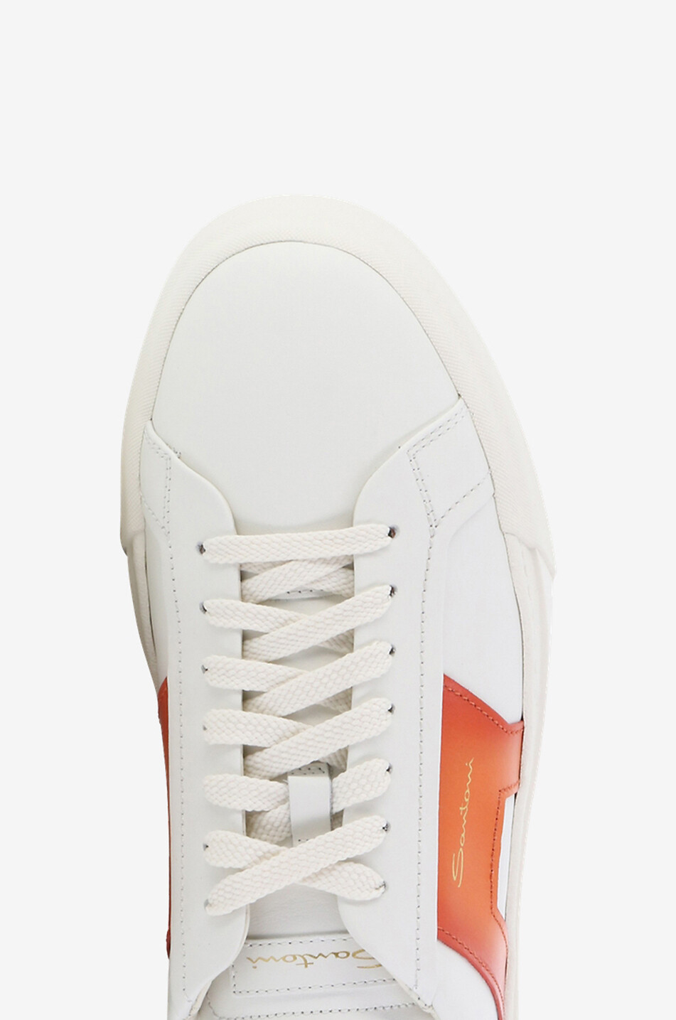 SANTONI Double Buckle leather lace-up low-top sneakers Men ORANGE 5