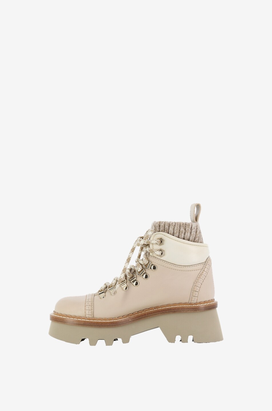 Bottines à lacets en cuir et laine Owena