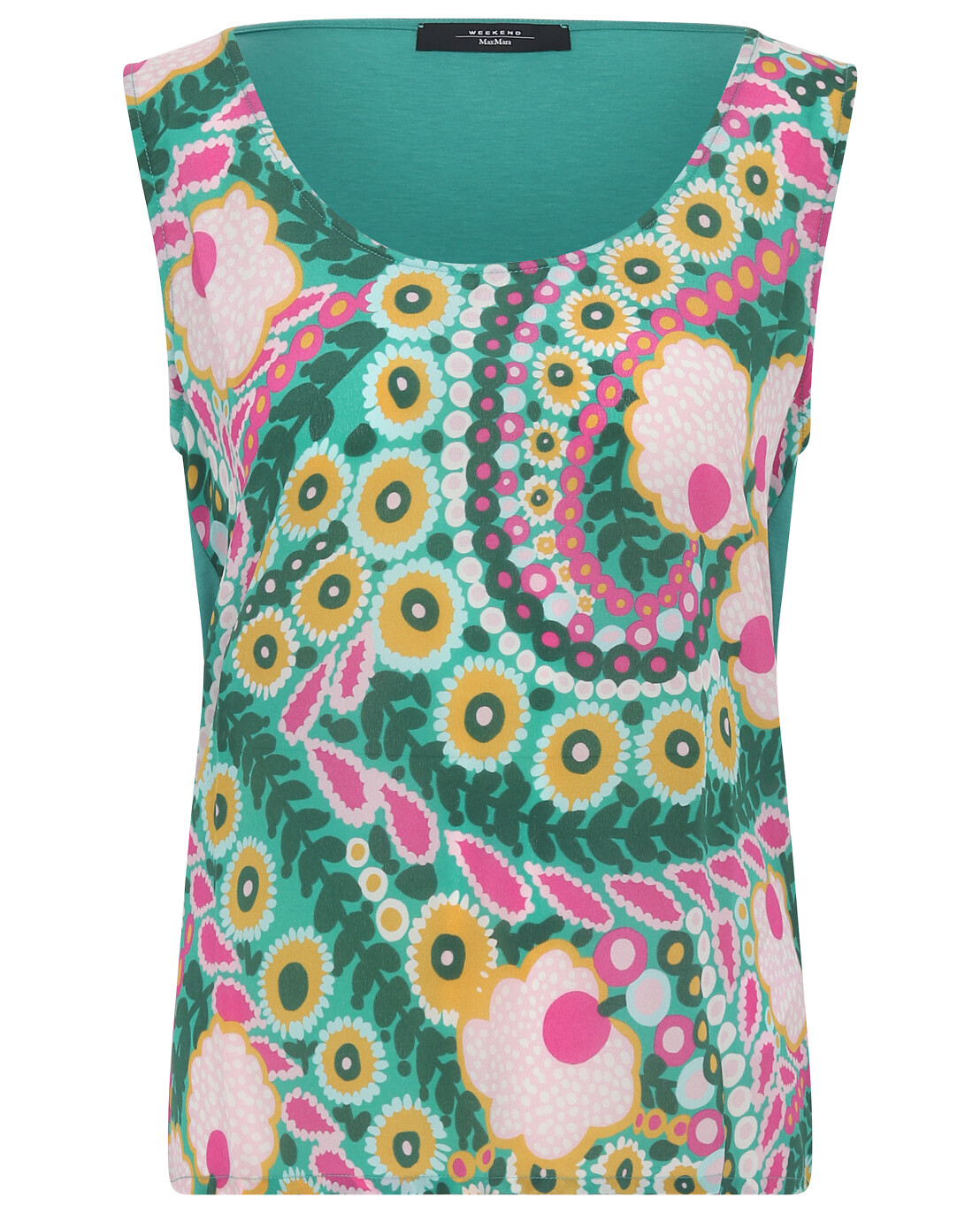 WEEKEND MAX MARA Edgard bi-material printed sleeveless top Women GREEN 1