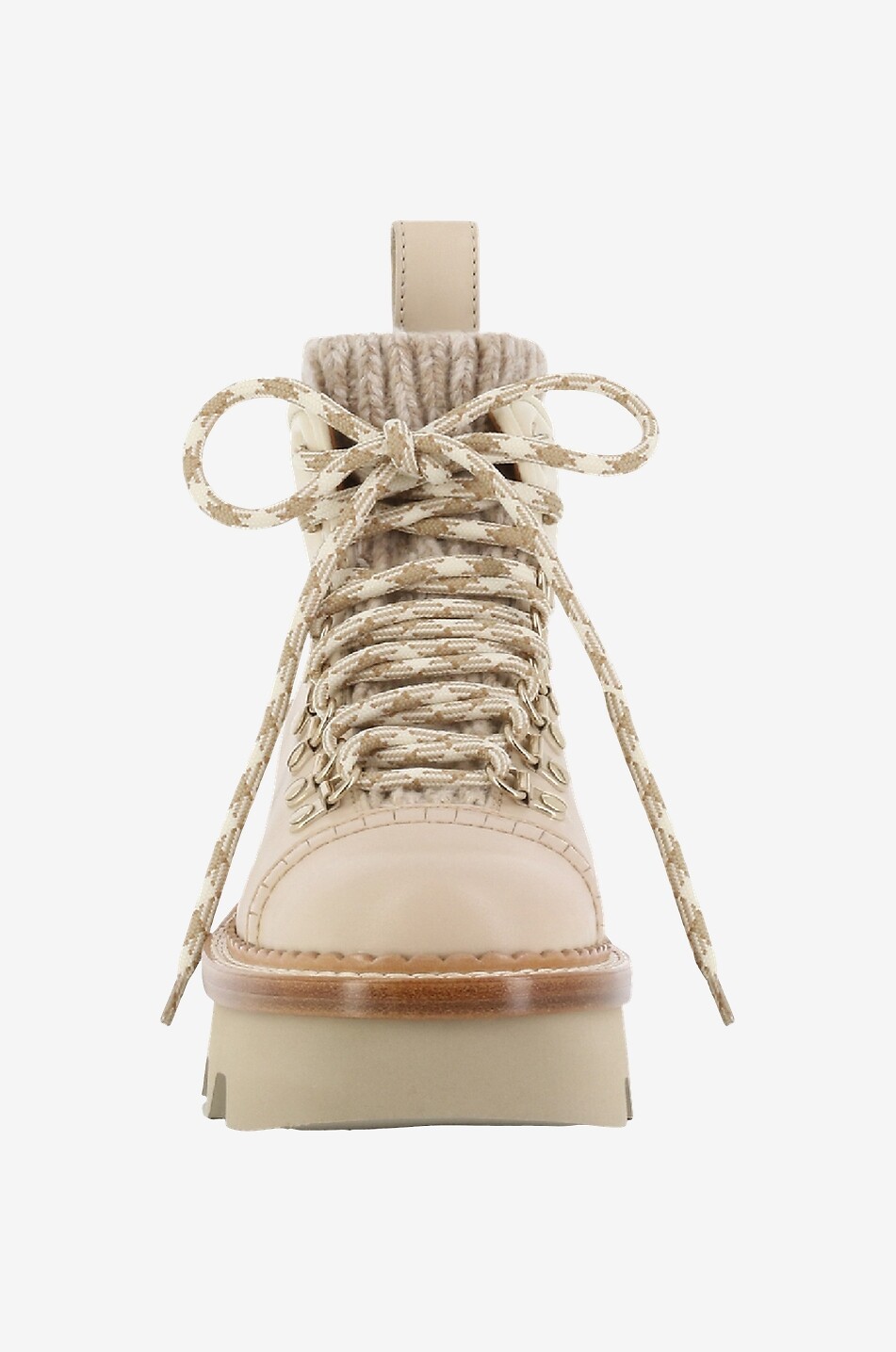 Bottines à lacets en cuir et laine Owena