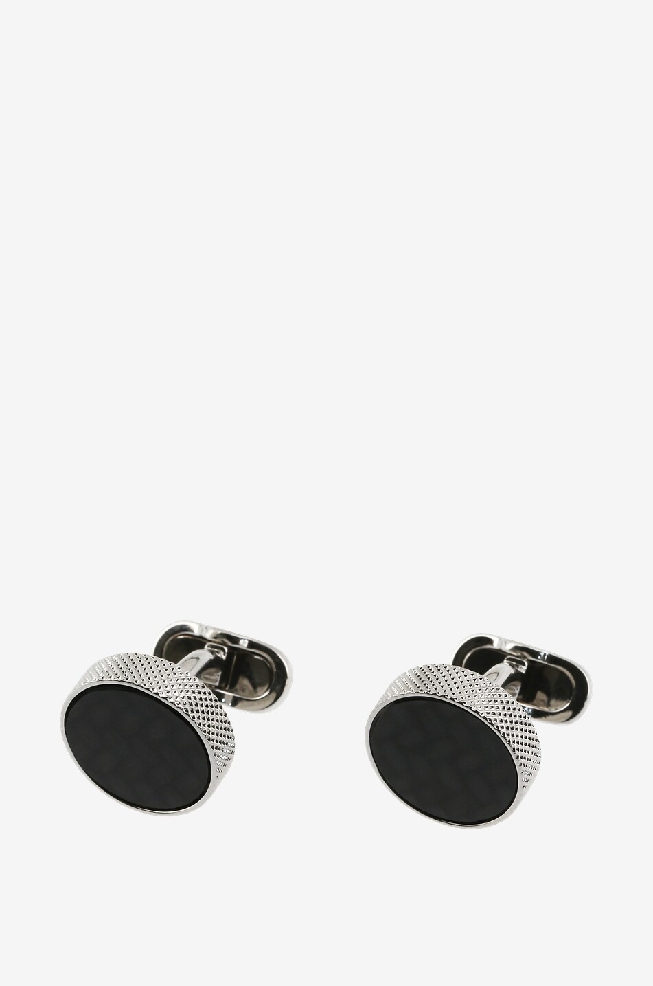 Tokyo round cufflinks with carbon fibre design