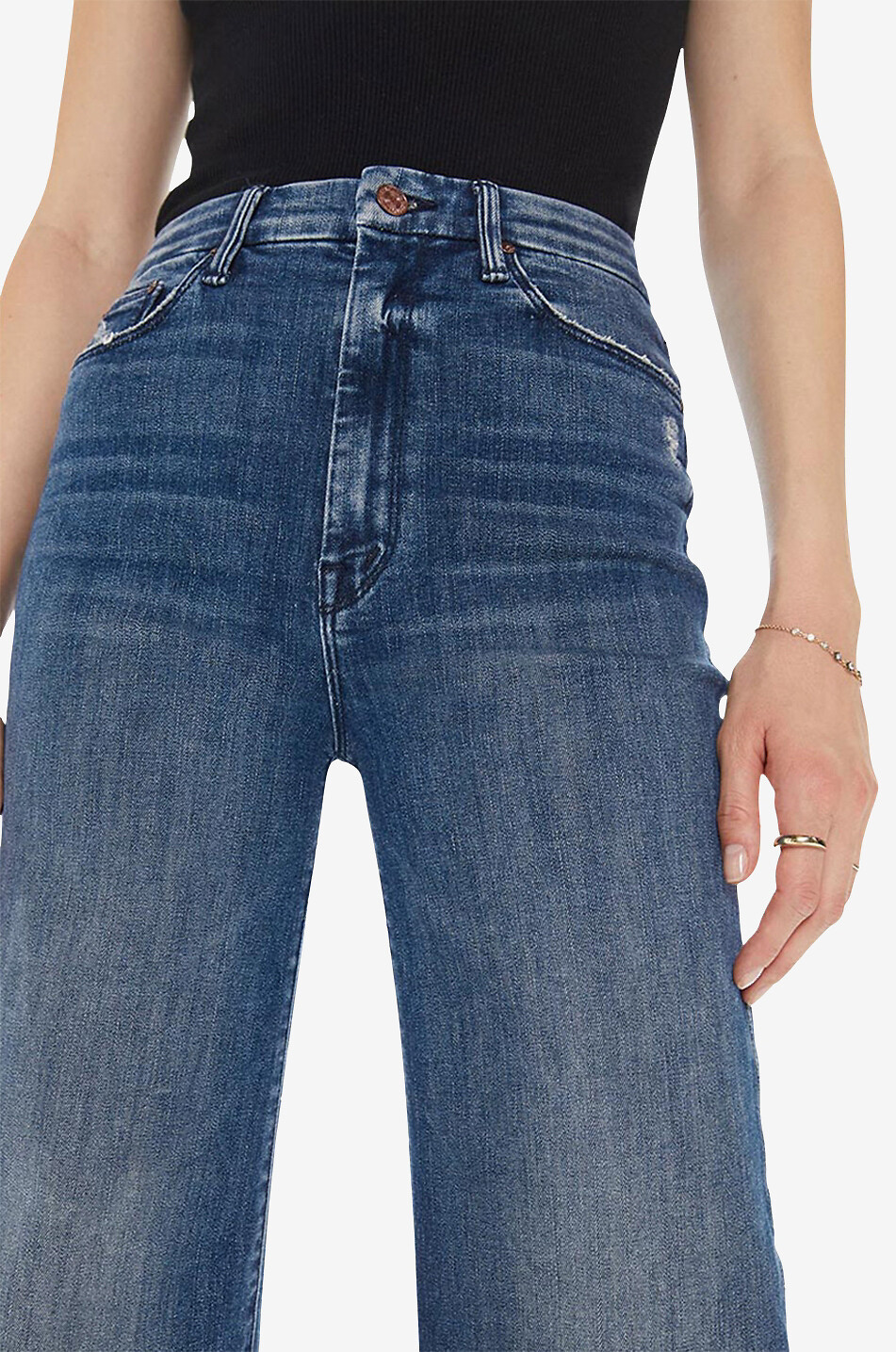 MOTHER High Waisted Roller Skimp cotton bootcut jeans Women MEDIUM BLUE 6