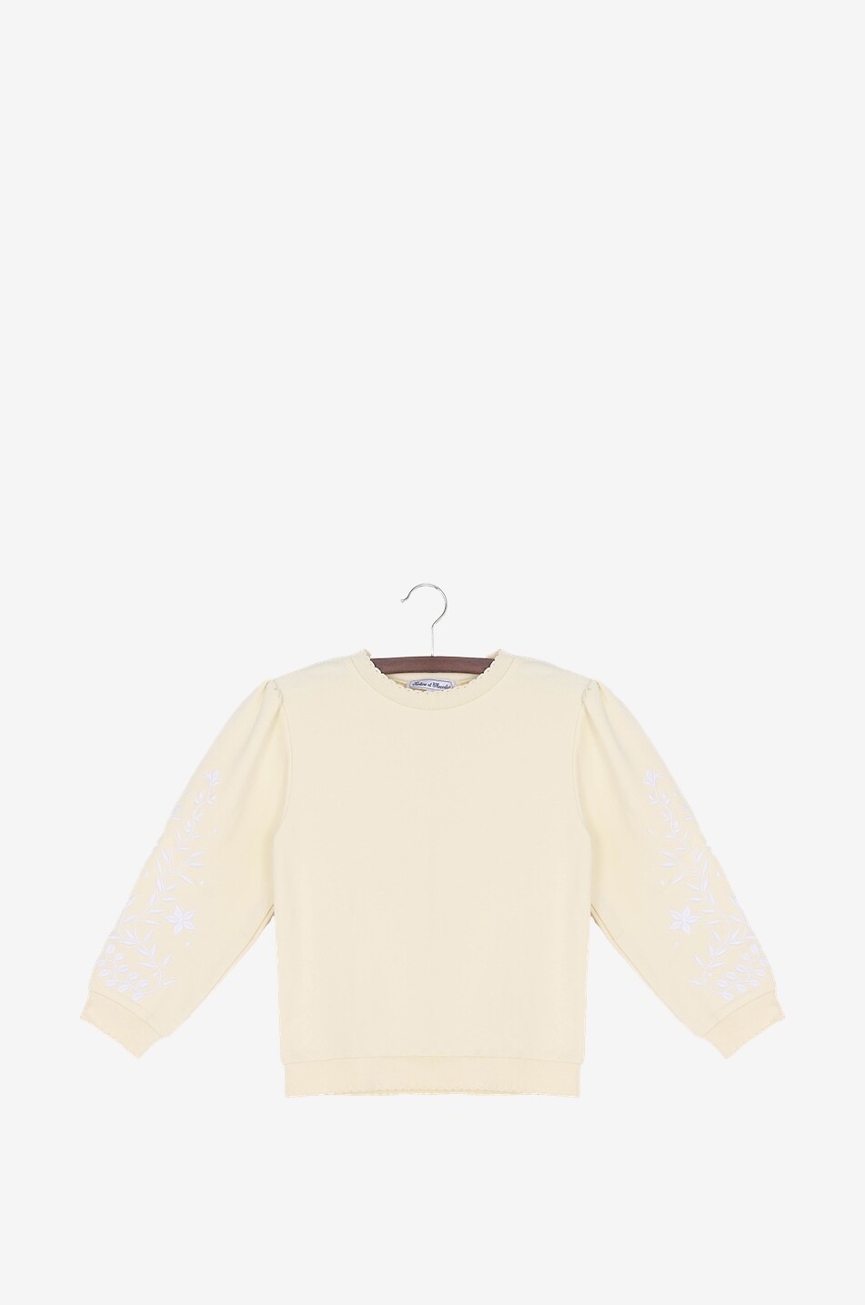 Flower embroidered girl's crewneck sweatshirt