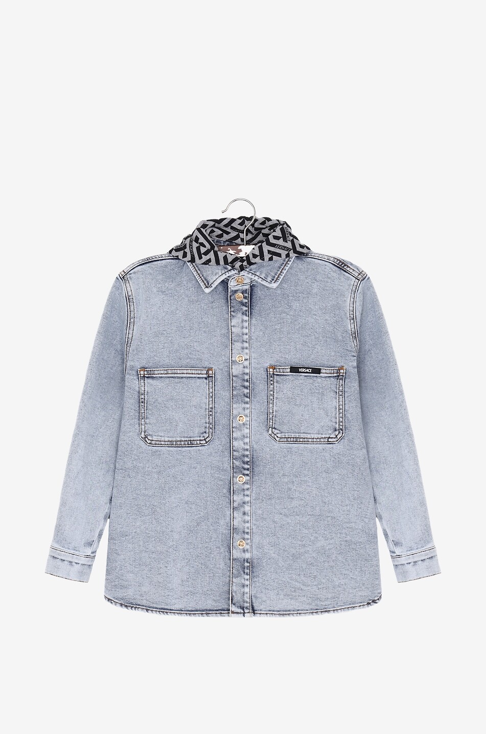 Jungen-Denim-Hemdjacke mit Kapuze La Greca