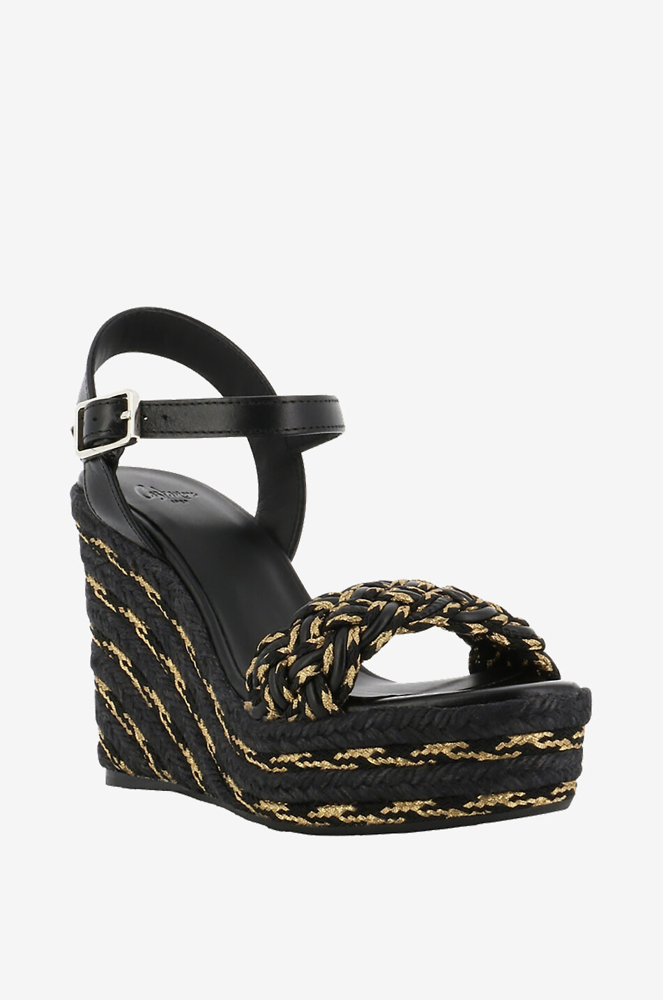 CASTANER Sandales compensées en raphia Joaquina Femme NOIR 1