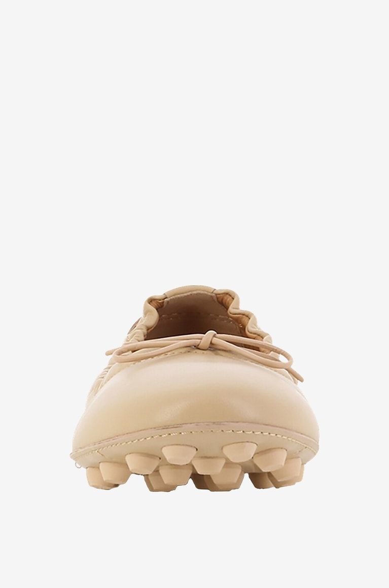 TOD'S Bubble nappa leather ballet flats with spikes Women BEIGE 2