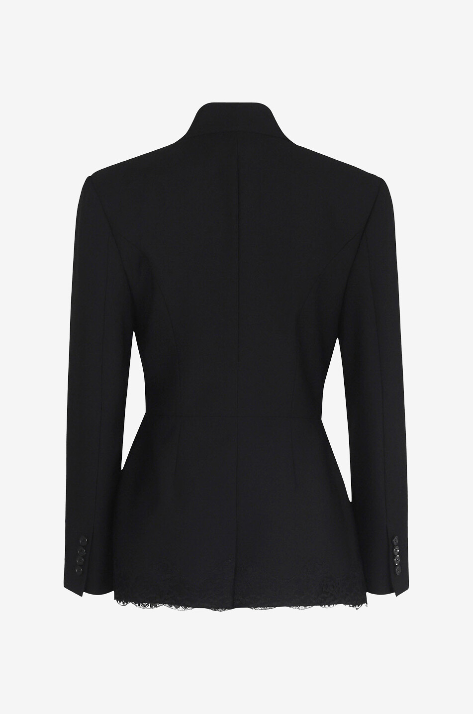 ALEXANDER McQUEEN Blazer cintré à boutonnage double en laine et dentelle Femme NOIR 2