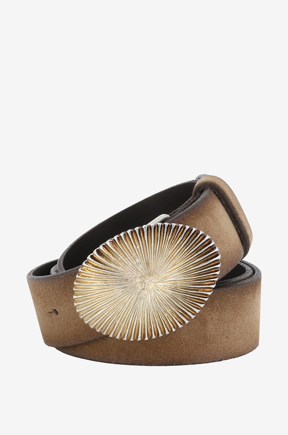 Distressed suede belt with fluted buckle - 35 mm