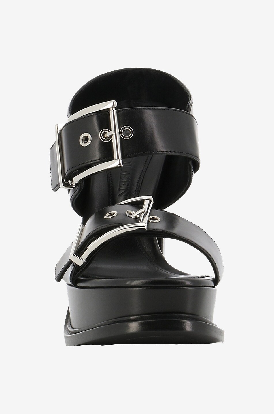 ALEXANDER McQUEEN Plateau-Pantoletten aus Glattleder mit Schnallen 90 Damen SCHWARZ 2
