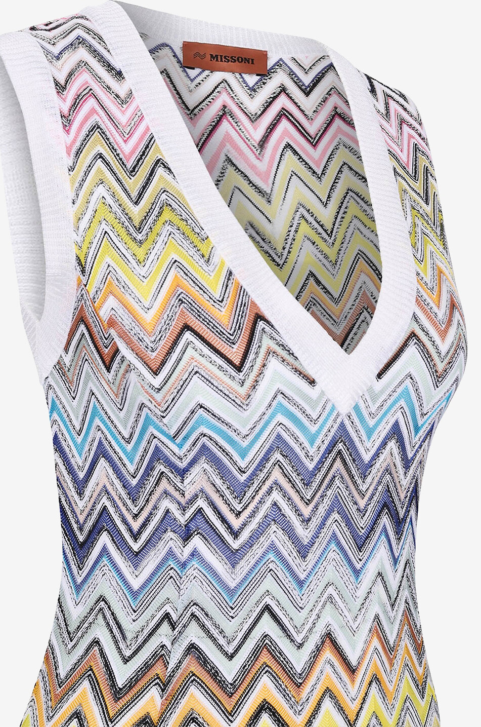 Robe midi sans manches en maille motifs zigzags