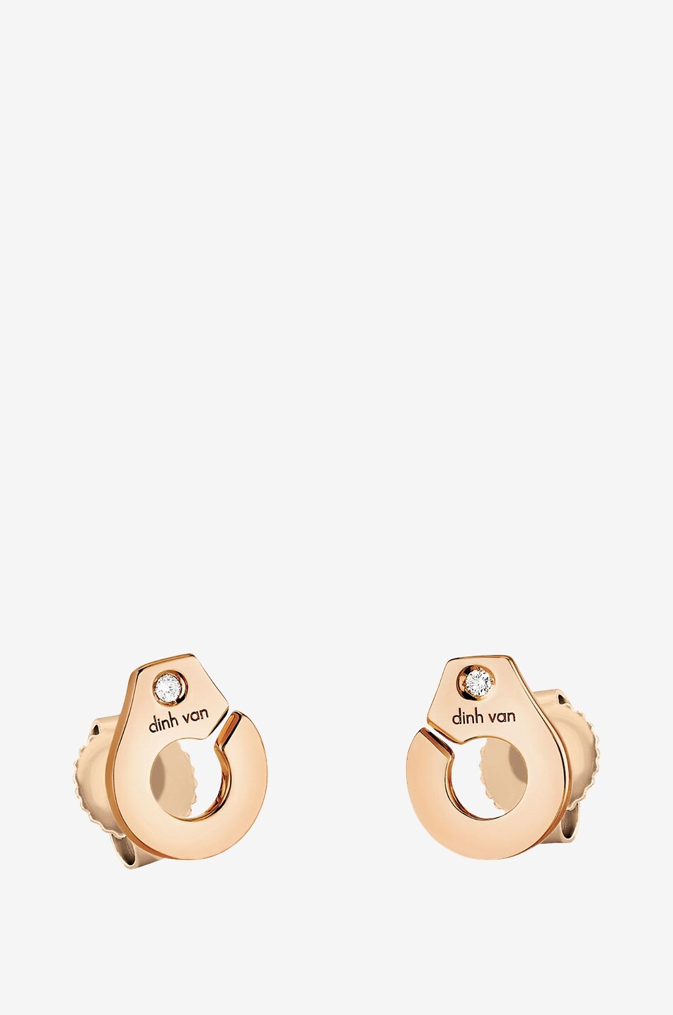 DINH VAN Menottes R7.5 rose gold and diamond stud earrings Women PINK 1