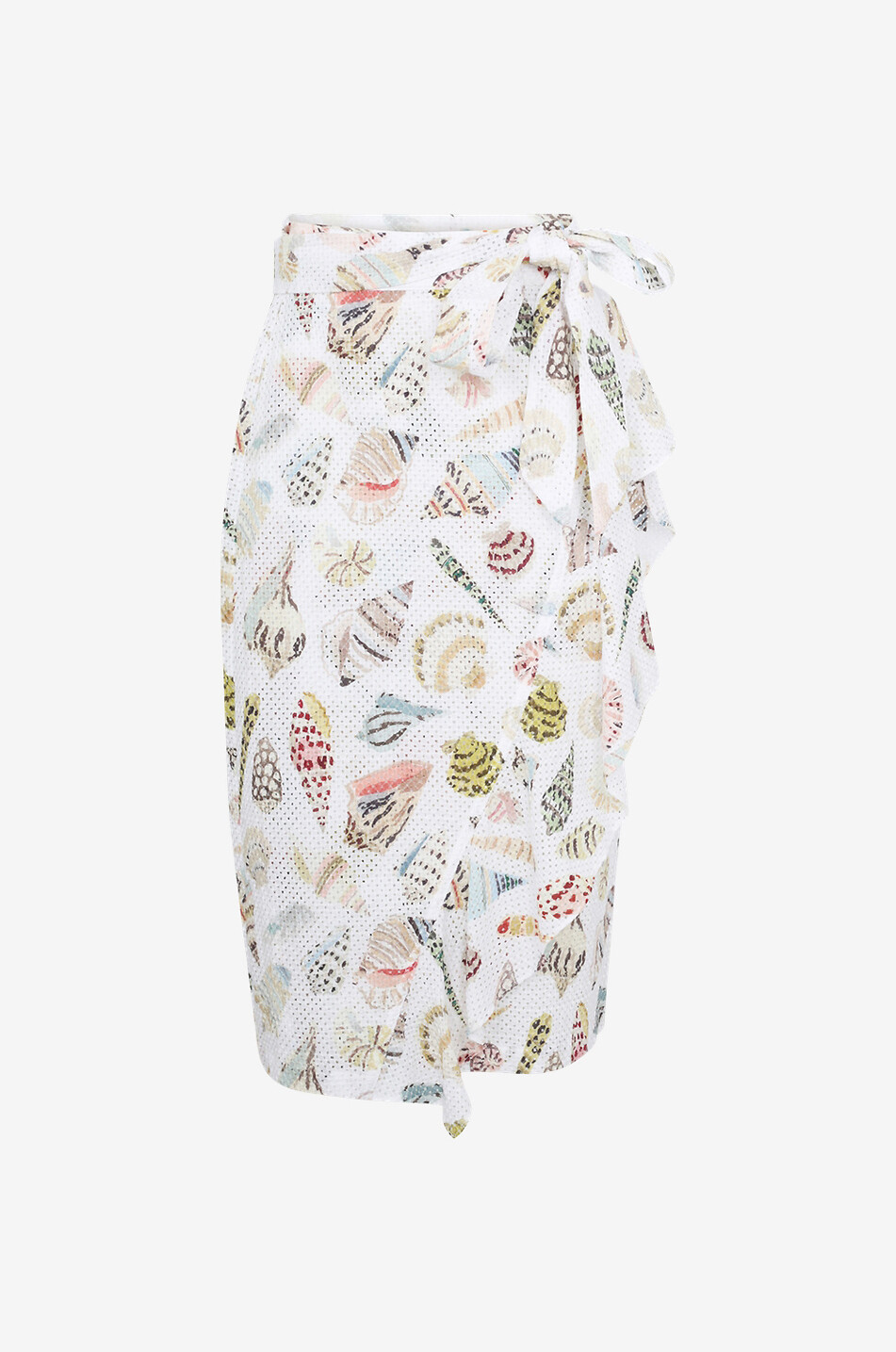 Jupe portefeuille mi-longue en coton Seahaven