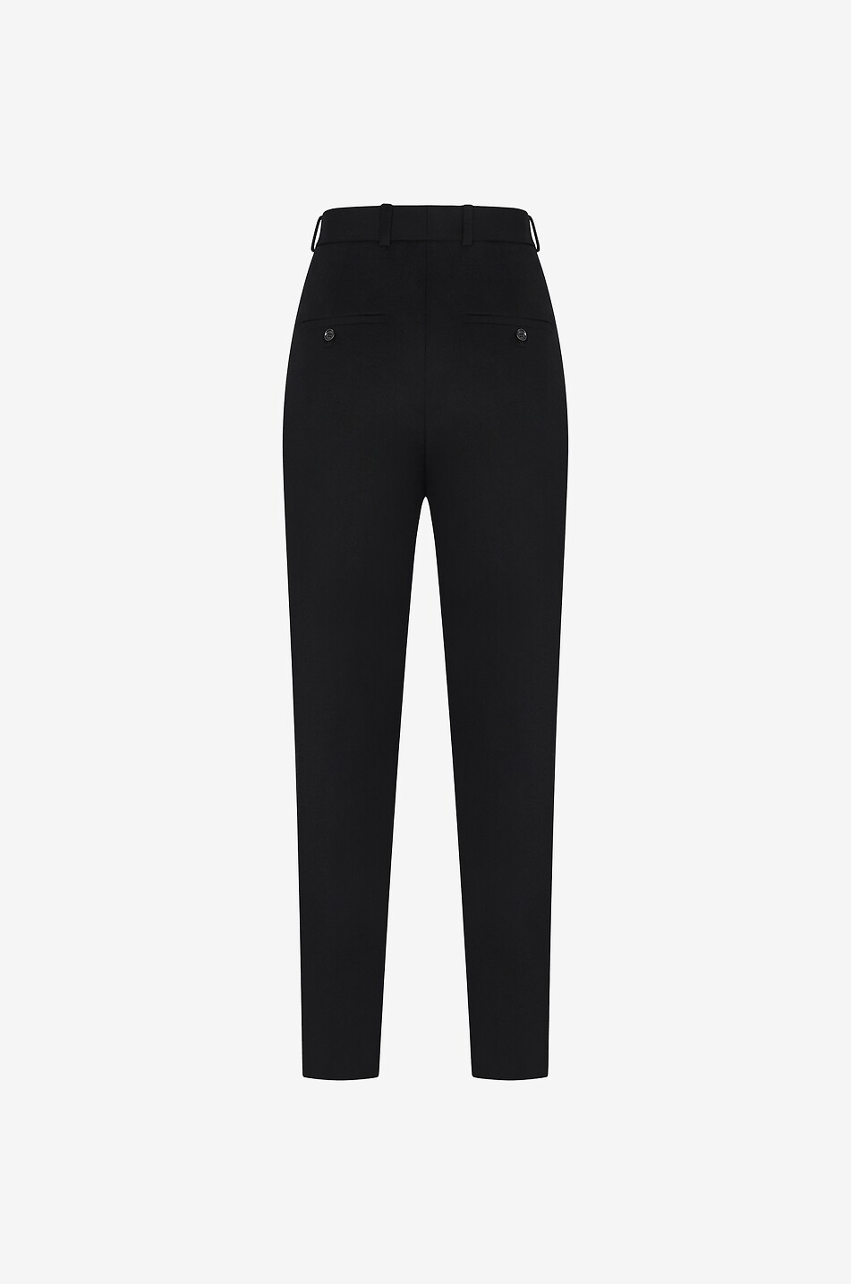 Pantalon en laine taille mi-haute à plis surpiqués