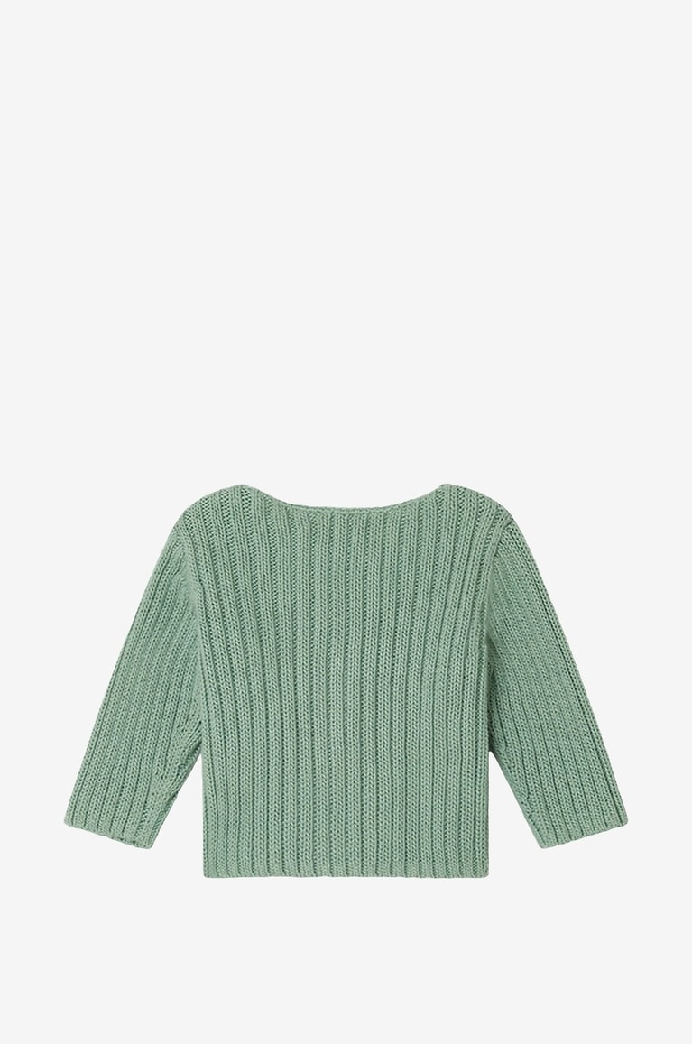 BONPOINT Capricioso cotton round neck baby cardigan Baby GREEN 4