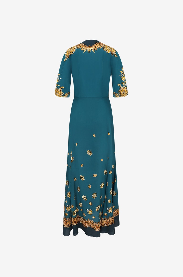 ETRO Longue robe en soie Festive Leafy Paisley Femme MULTICOLORE 2