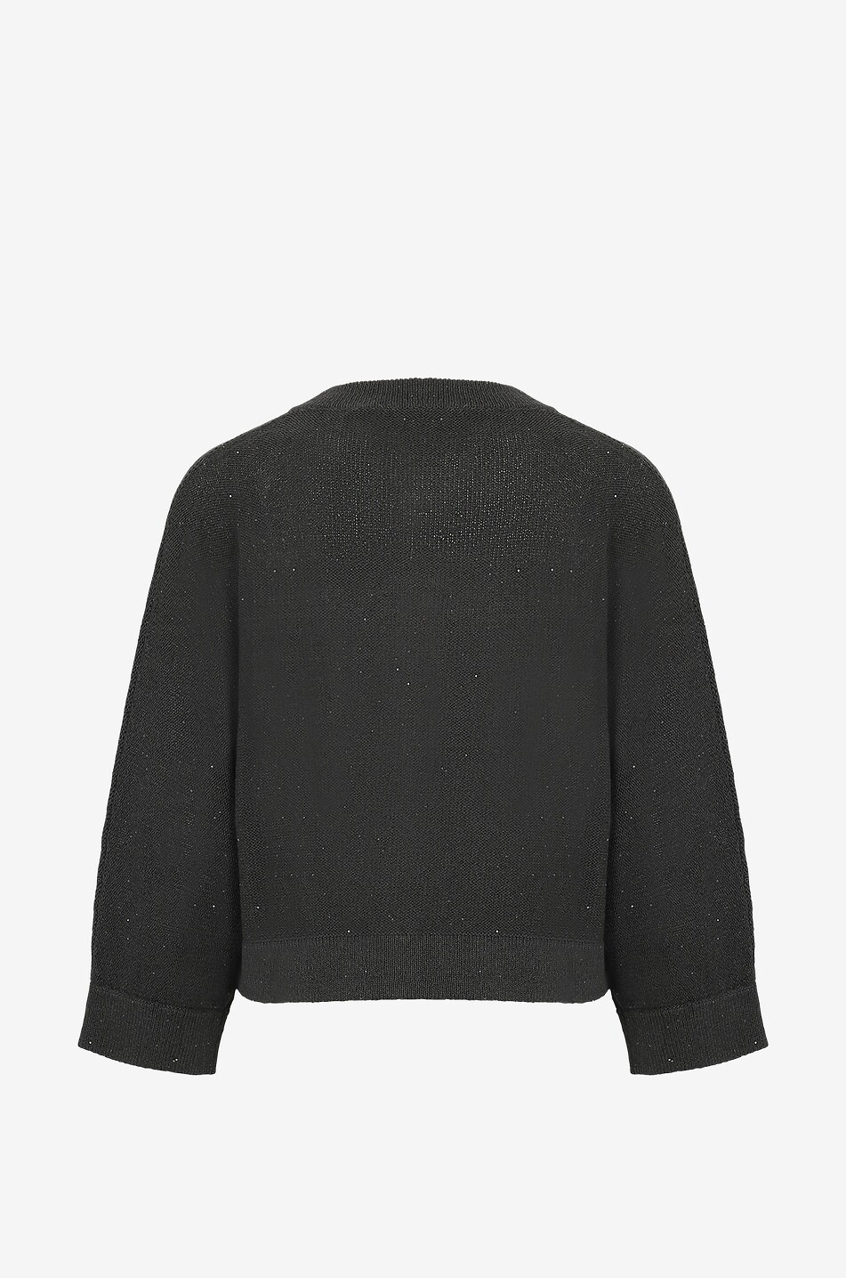Sequinned boxy cotton blend 3/4-sleeve cardigan