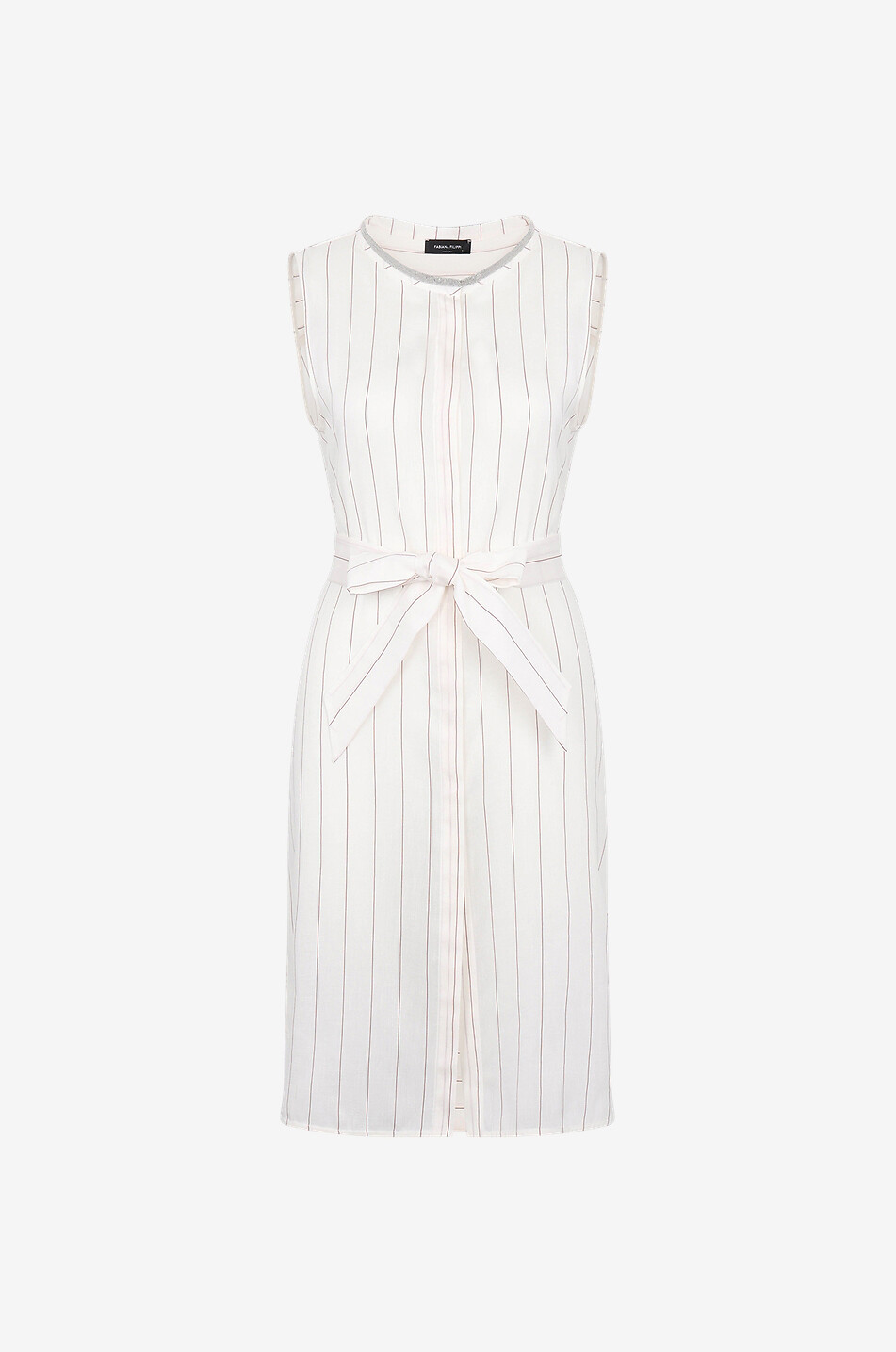 Langes Leinenmix-Hemd ohne Ärmel mit Nadelstreifen