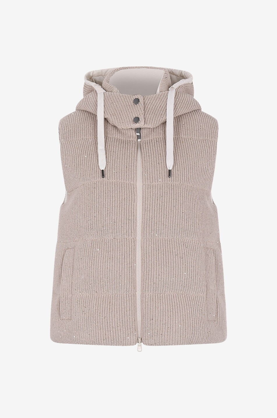 Glittering quilted down padded rib knig vest