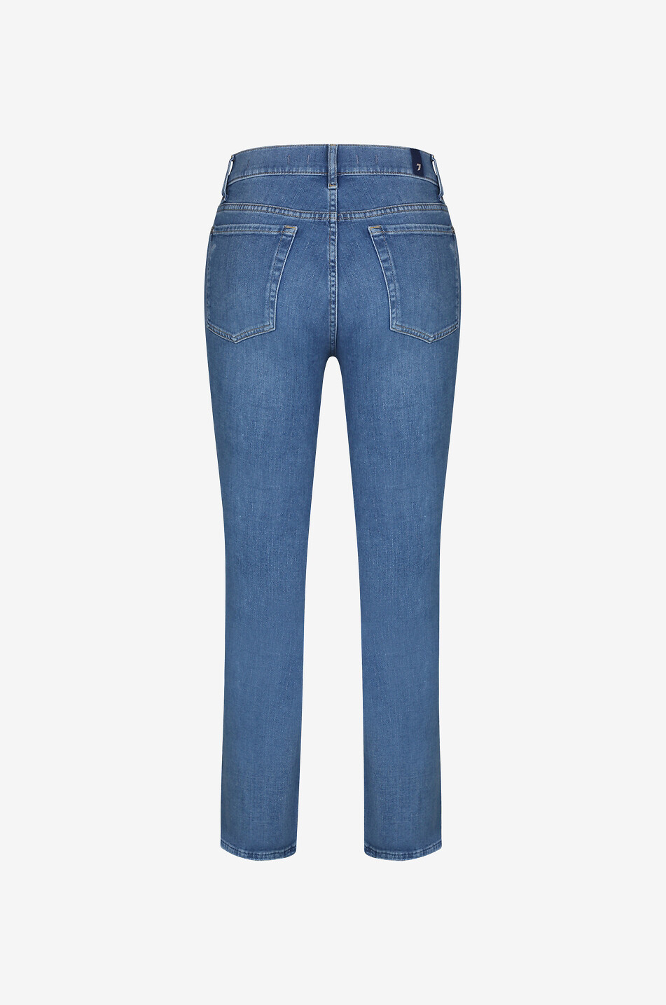7 FOR ALL MANKIND Jean droit en coton The Straight Fit Cropped Denim Femme BLEU 2