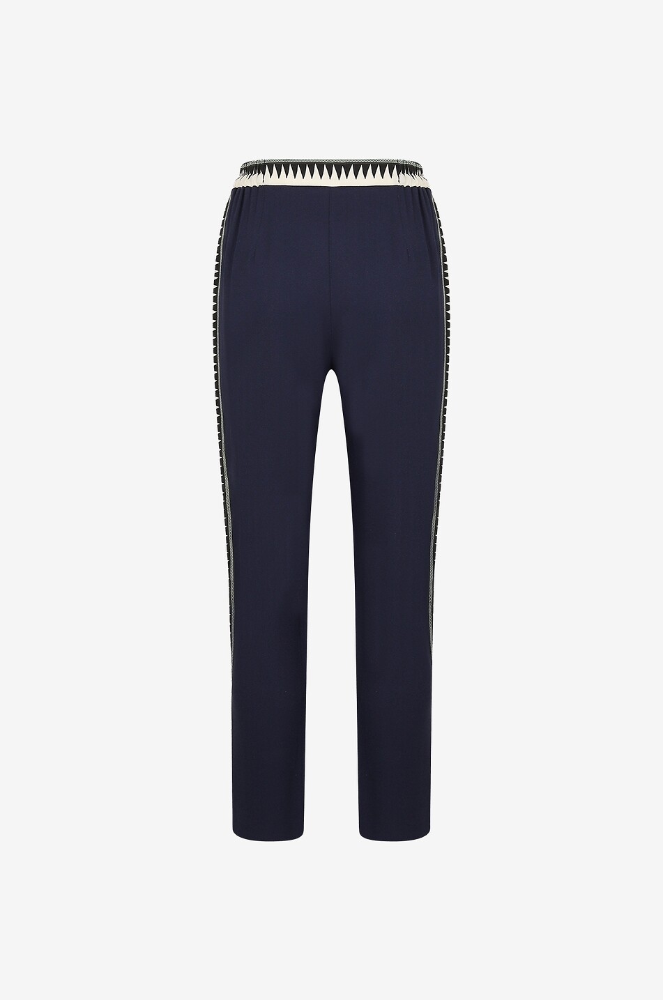 ETRO Pantalon slim en crêpe à bandes latérales géométriques Femme BLEU FONCE 2
